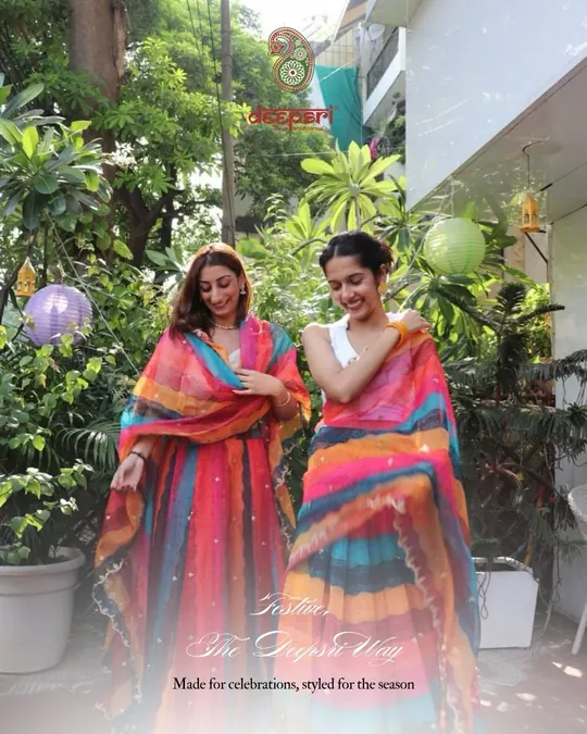 Festive, the Deepsri way: two women in multicolour dupattas